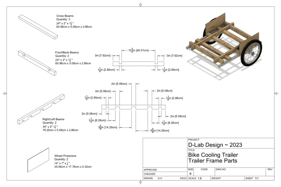 Trailer frame parts drawing